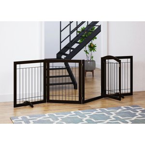 Spirich Extra Wide Freestanding Wire Dog Gate, Espresso