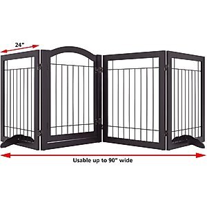 Spirich Extra Wide Freestanding Wire Dog Gate, Espresso