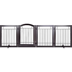 Spirich Extra Wide Freestanding Wire Dog Gate, Espresso