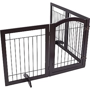 Spirich Extra Wide Freestanding Wire Dog Gate, Espresso