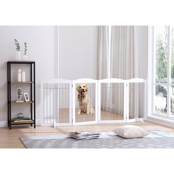 PAWLAND Freestanding Foldable Wire Dog Gate White 4 Panel