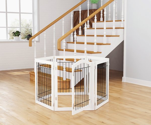 Pawland Freestanding Foldable Wire Dog Gate, White, 6 Panel slide 1 of 9