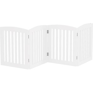 Pawland Freestanding Foldable Wooden Dog Gate, White, 4 Panel