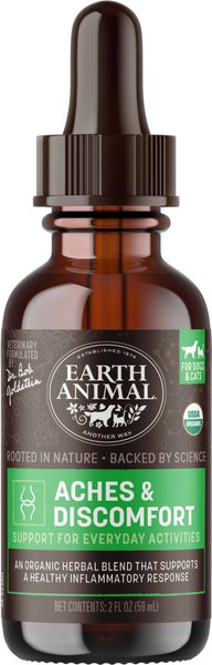 Earth Animal Natural Remedies Aches & Discomfort Liquid Homeopathic Joint Supplement for Dogs & Cats, 2-oz bottle slide 1 of 6