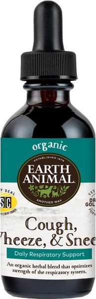 Earth Animal Natural Remedies Cough, Wheeze & Sneeze Liquid Homeopathic Respiratory Supplement for Dogs & Cats, 2-oz bottle slide 1 of 6