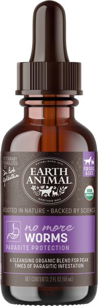 Earth Animal Natural Remedies No More Worms Liquid Homeopathic Digestive Supplement for Dogs & Cats, 2-oz bottle slide 1 of 6