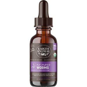 Earth Animal Natural Remedies No More Worms Liquid Homeopathic Digestive Supplement for Dogs & Cats, 2-oz bottle