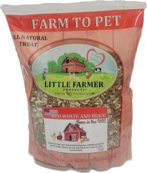 Little Farmer Products Red White & BUGS! Black Soldier Fly Grubs, Blue Corn, Safflower Mix Chicken Treats, 3-lb bag