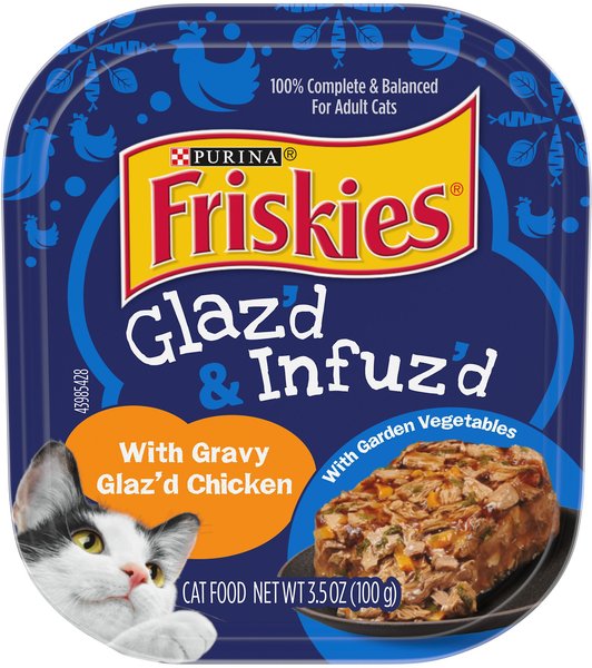Friskies Gravy Glazed & Infuzed Chicken Cat Food, 3.5-oz TR, Case of 12 slide 1 of 10