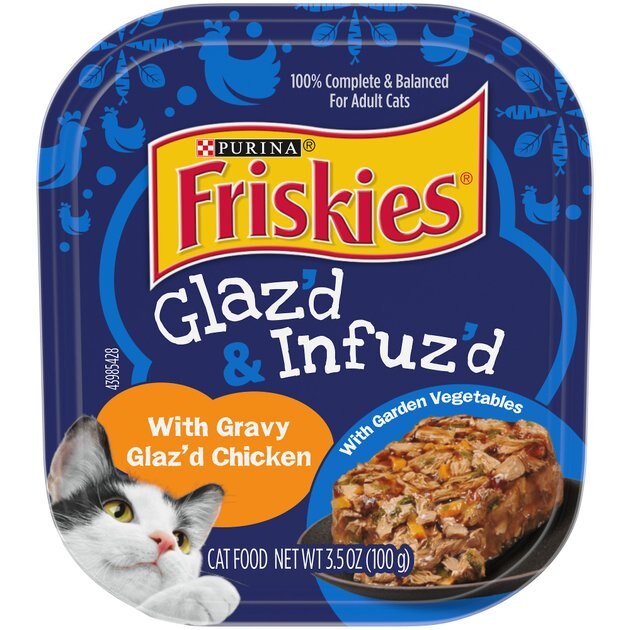 FRISKIES Gravy Glazed & Infuzed Chicken Cat Food, 3.5oz TR, Case of 12
