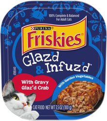 Purina Friskies Wet Cat Food, Glazed & Infuzed with Gravy Glazed Crab, 3.5-oz pouch, 12 count