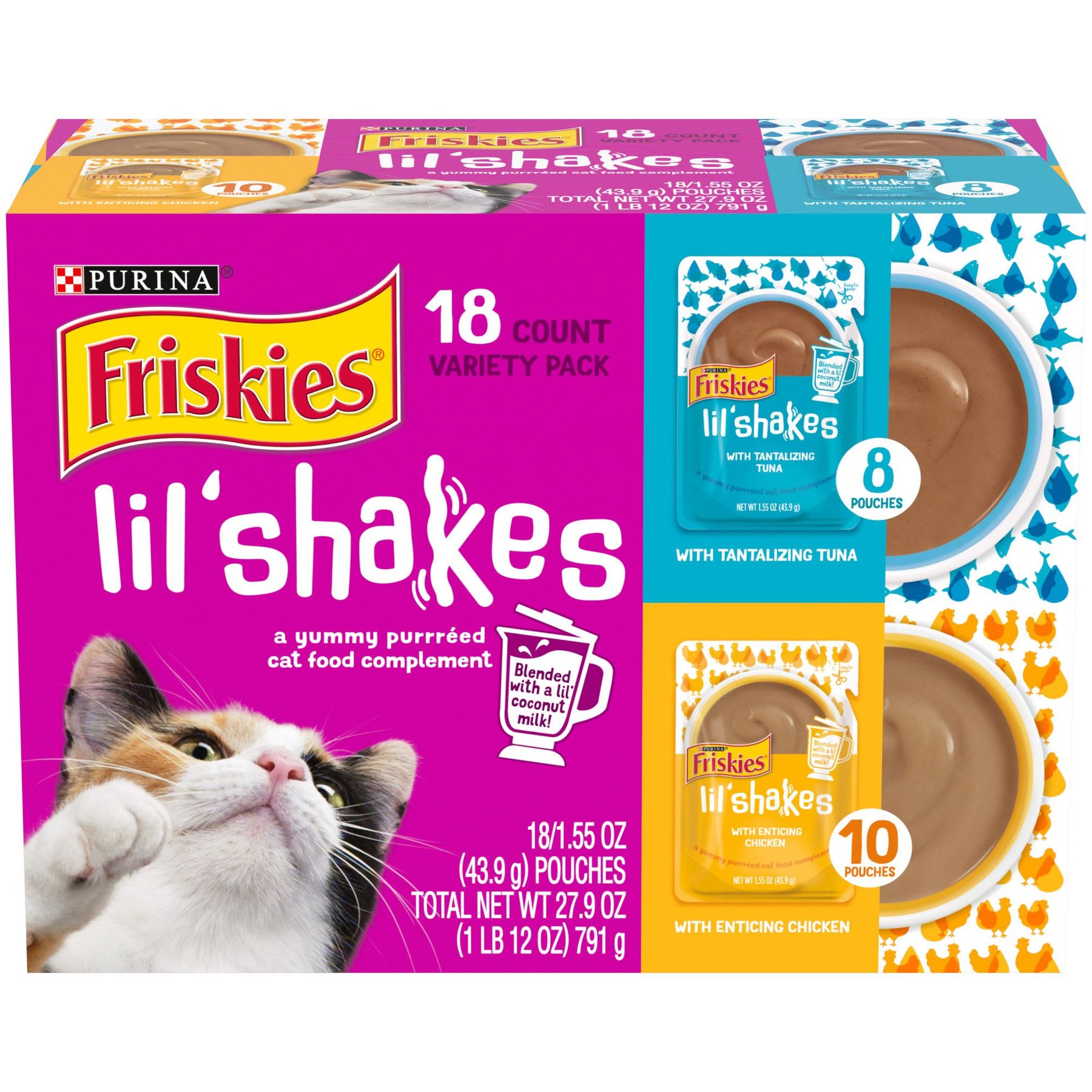 FRISKIES Pureed Lil Shakes Chicken Tuna Variety Pack Cat Food