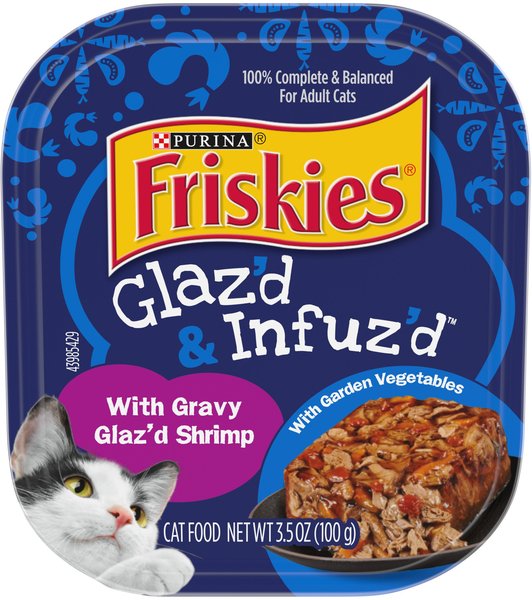 Purina Friskies Gravy Wet Cat Food, Glazed & Infuzed with Gravy Glazed Shrimp Recipe, 3.5-oz TR, case of 12 slide 1 of 10