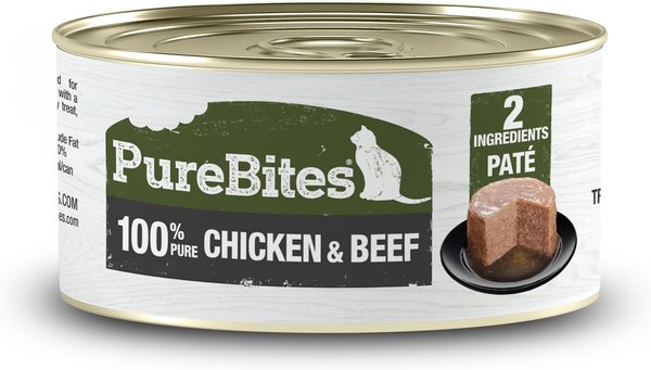 PureBites 100% Pure Chicken & Beef Paté Cat Food Toppings, 2.5-oz can, 12 count slide 1 of 7
