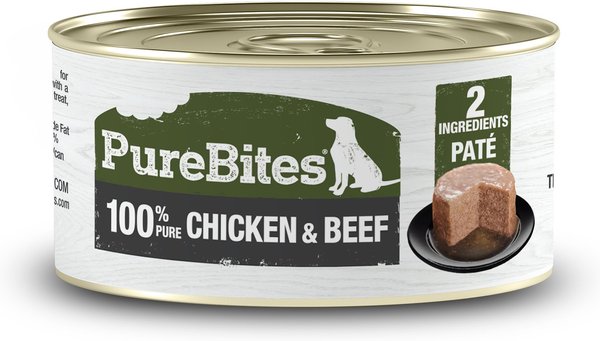 PureBites 100% Pure Chicken & Beef Paté Dog Food Toppings, 2.5-oz can, 12 count slide 1 of 7