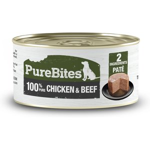 PureBites 100% Pure Chicken & Beef Paté Dog Food Toppings, 2.5-oz can, 12 count