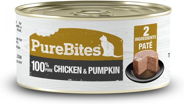 PureBites 100% Pure Chicken & Pumpkin Paté Cat Food Toppings, 2.5-oz can, 12 count slide 1 of 7