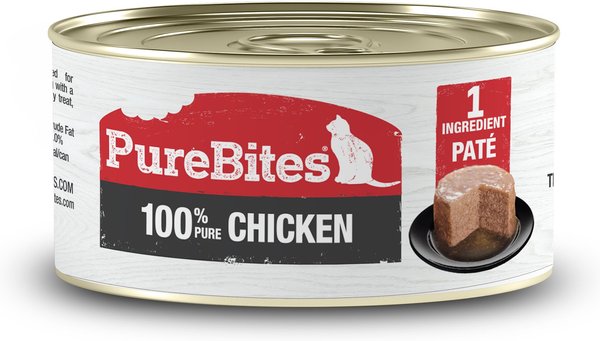 PureBites 100% Pure Chicken Paté Cat Food Toppings, 2.5-oz can, 12 count slide 1 of 7