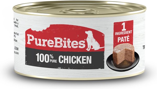 PureBites 100% Pure Chicken Paté Dog Food Toppings, 2.5-oz can, 12 count slide 1 of 7