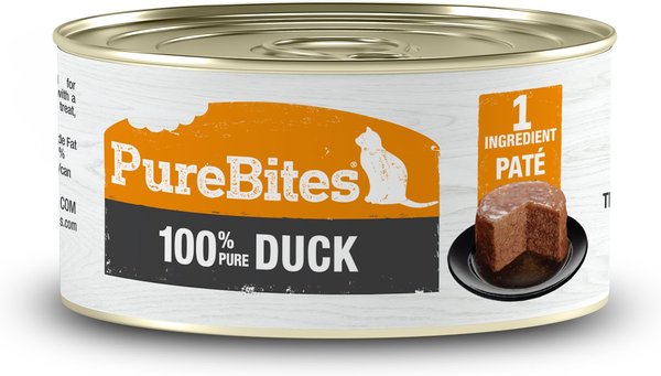 PureBites 100% Pure Duck Paté Cat Food Toppings, 2.5-oz can, 12 count slide 1 of 7