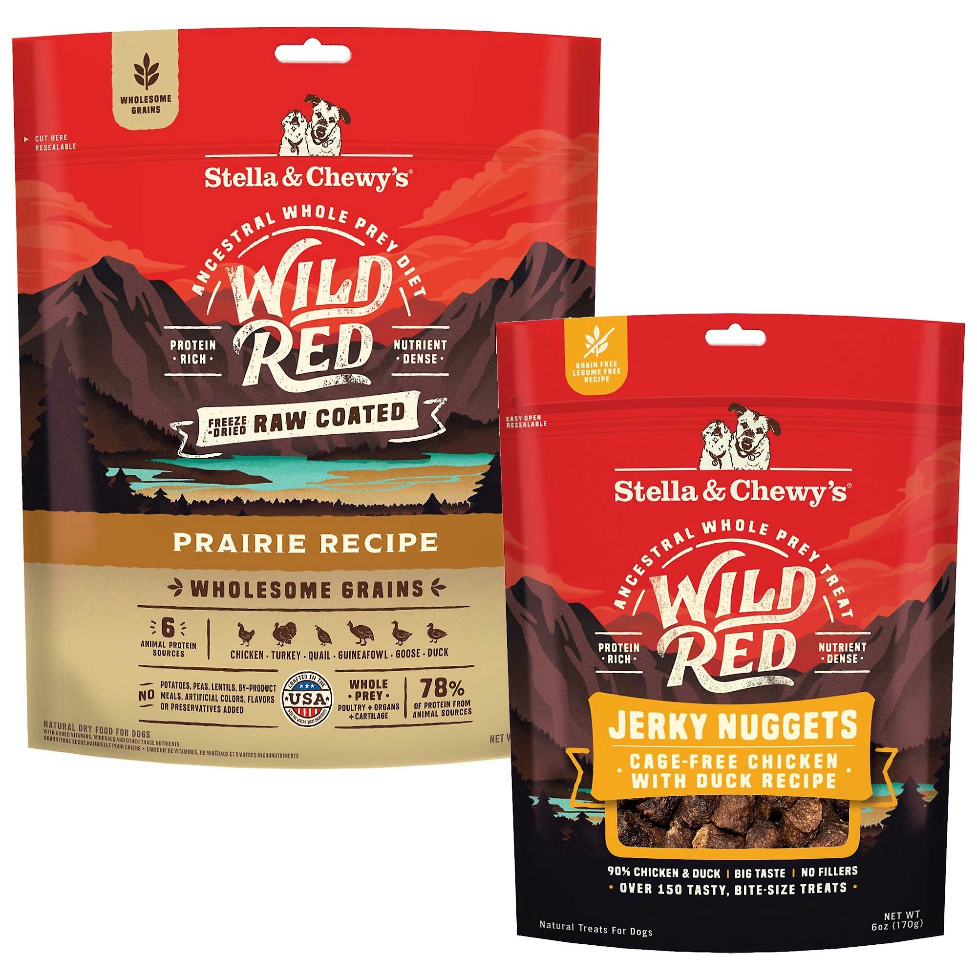 STELLA & CHEWY'S Wild Red Raw Coated Kibble Wholesome Grains Prairie