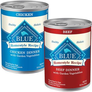 Blue Buffalo Homestyle Recipe Chicken Dinner with Garden Vegetables & Brown Rice + Beef Dinner with Garden Vegetables & Sweet Potatoes Canned Dog Food