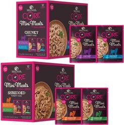 Wellness CORE Mini Meals Chicken & Turkey, Chicken & Lamb Shredded + Chicken & Chicken Liver, Chicken & Tuna Variety Pack Dog Food Pouches