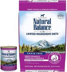Natural Balance L.I.D. Limited Ingredient Diets Sweet Potato & Venison Formula Canned Food + Dry Dog Food slide 1 of 9