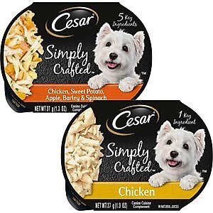 Cesar Simply Crafted Chicken, Sweet Potato, Apple, Barley & Spinach Limited-Ingredient + Chicken Limited-Ingredient Wet Dog Food Topper