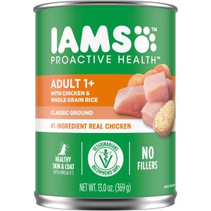 Iams ProActive Health Classic Ground with Chicken & Whole Grain Rice Adult Wet Dog Food, 13-oz, case of 12, bundle of 2