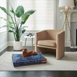 Bark and Slumber Lounger Pillow Dog Bed with Removable Cover, Abstract Bailey Blue, Small
