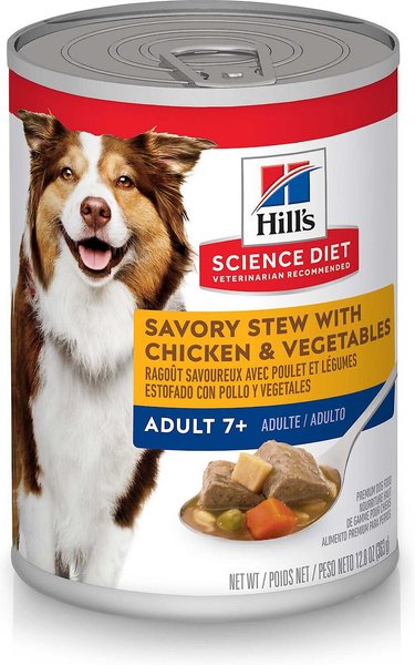 Hill's Science Diet Adult 7+ Savory Stew with Chicken & Vegetables Canned Dog Food, 12.8-oz, case of 12, bundle of 2 slide 1 of 10