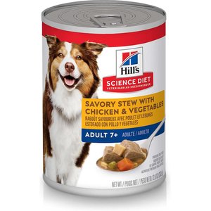 Hill's Science Diet Adult 7+ Savory Stew with Chicken & Vegetables Canned Dog Food, 12.8-oz, case of 12, bundle of 2
