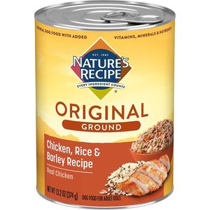 Nature's Recipe Original Chicken, Rice & Barley Recipe Ground Canned Dog Food, 13.2-oz, case of 12, bundle of 2
