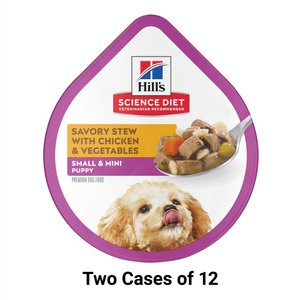 Hill's Science Diet Puppy Small & Mini Savory Stew Chicken & Vegetable Wet Dog Food Trays, 3.5-oz, case of 12, bundle of 2