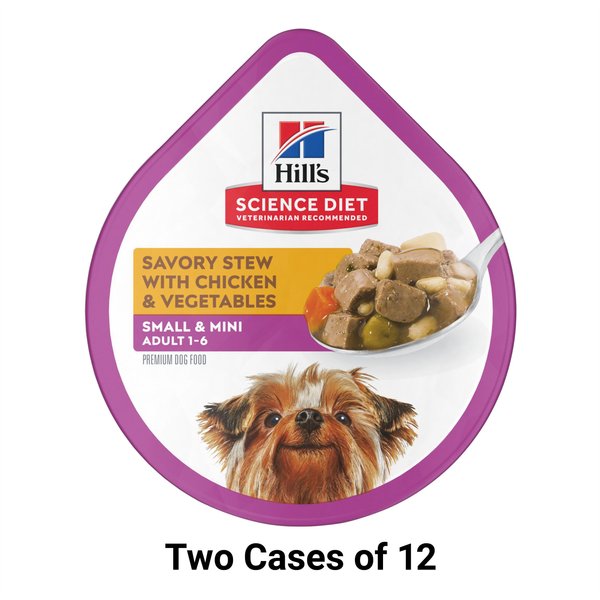 Hill's Science Diet Adult Small Paws Savory Chicken & Vegetable Stew Dog Food Trays, 3.5-oz, case of 12, bundle of 2 slide 1 of 8