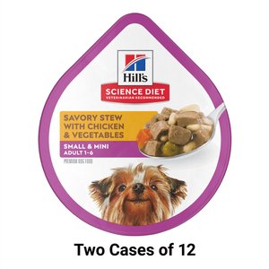 Hill's Science Diet Adult Small Paws Savory Chicken & Vegetable Stew Dog Food Trays, 3.5-oz, case of 12, bundle of 2