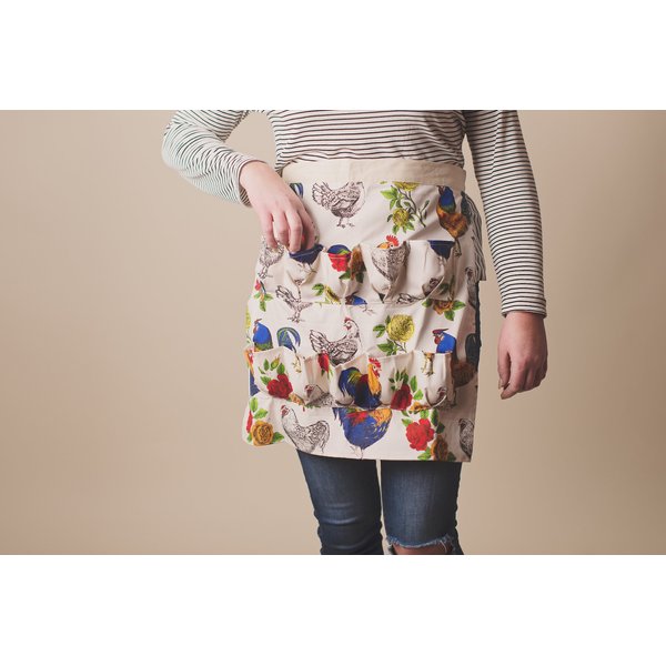 Fluffy Layers Adult Egg Collecting Apron, Half Body, Red Roses
