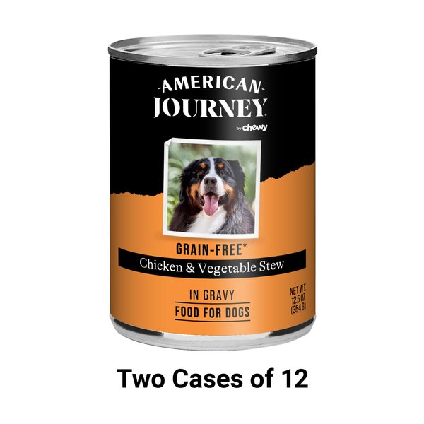 American Journey Stews Chicken & Vegetables Recipe in Gravy Grain-Free Canned Dog Food, 12.5 oz, case of 12, bundle of 2 slide 1 of 11