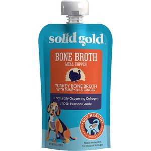 Solid Gold Turkey Bone Broth with Pumpkin & Ginger Dog Food Topper, 8-oz pouch, bundle of 6