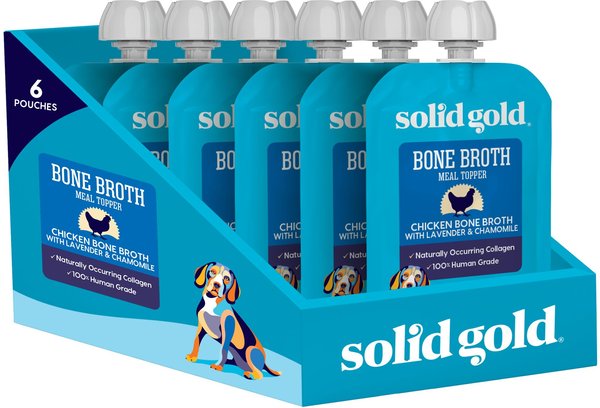 Solid Gold Chicken Bone Broth with Lavender & Chamomile Dog Food Topper, 8-oz pouch, bundle of 6 slide 1 of 9
