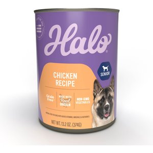 Halo Holistic Chicken Recipe Senior Canned Dog Food, 13.2-oz, case of 6, bundle of 2
