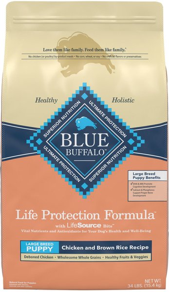 Blue Buffalo Life Protection Formula Large Breed Puppy Chicken & Brown Rice Recipe Dry Dog Food, 34-lb bag slide 1 of 10