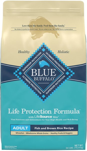 Blue Buffalo Life Protection Formula Adult Fish & Brown Rice Recipe Dry Dog Food, 34-lb bag slide 1 of 10