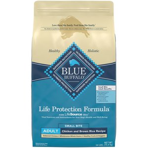 蓝水牛生命保护公式小白成人鸡和棕米食狗食品34lb包