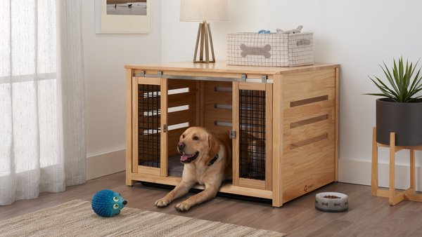 TRINITY Crate Accent Table Double Door Furniture Style Dog & Cat Crate, Natural, 40-in slide 1 of 10
