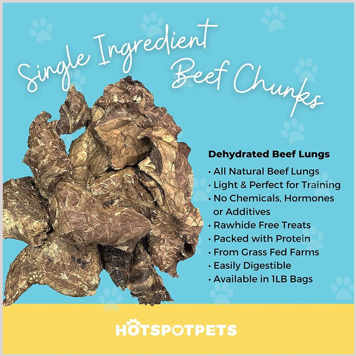 HOTSPOT PETS Dehydrated Beef Lung Chunks Dog Treats, 20oz bag