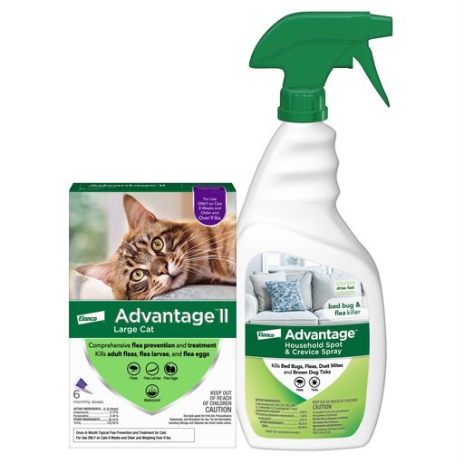 Advantage II Flea Spot Treatment for Cats, over 9 lbs + Household Spot & Crevice Spray