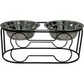 YML Wrought Iron Stand Dog & Cat Feeder Bowl, Stainless Steel, Small