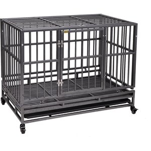 Coziwow by Jaxpety Double Door Heavy Duty Dog Crate & Removable Pan, 28.9-in